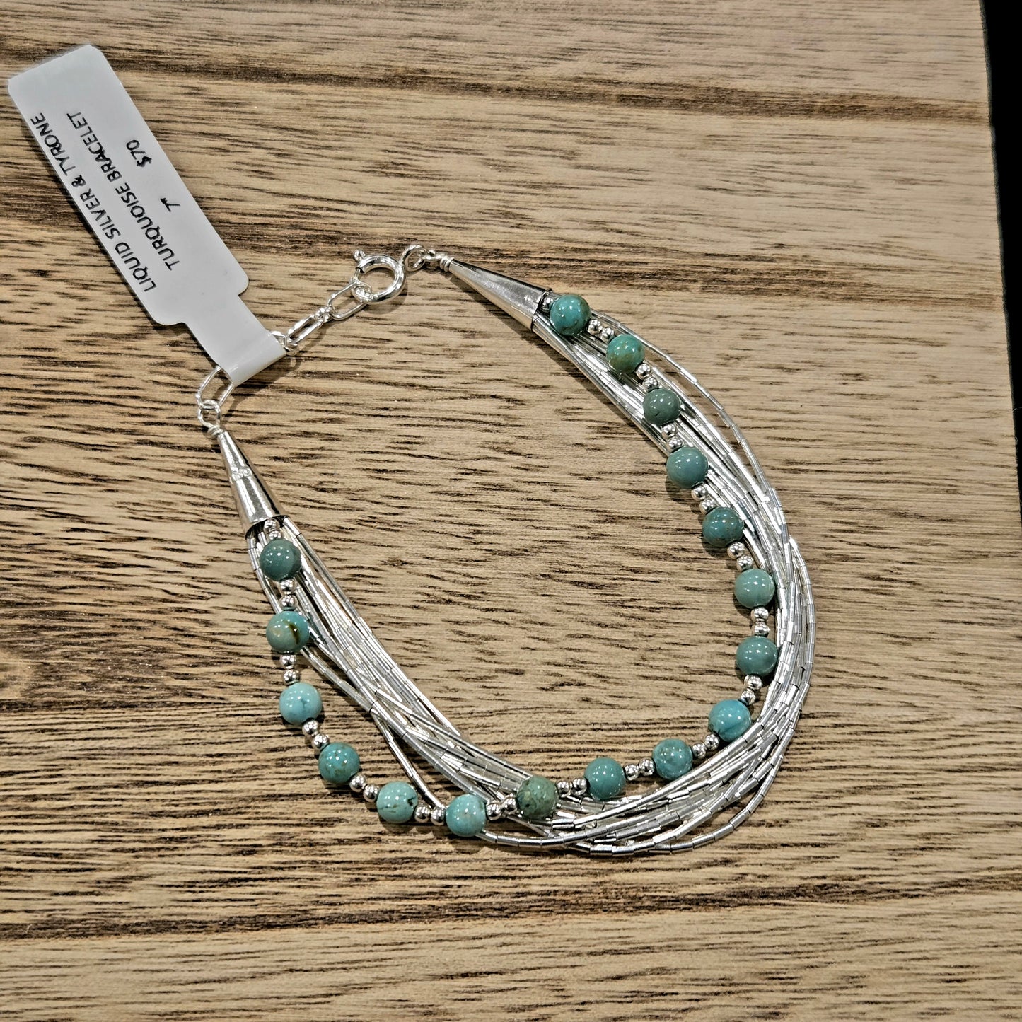 Liquid Silver & Tyrone Turquoise Bracelet