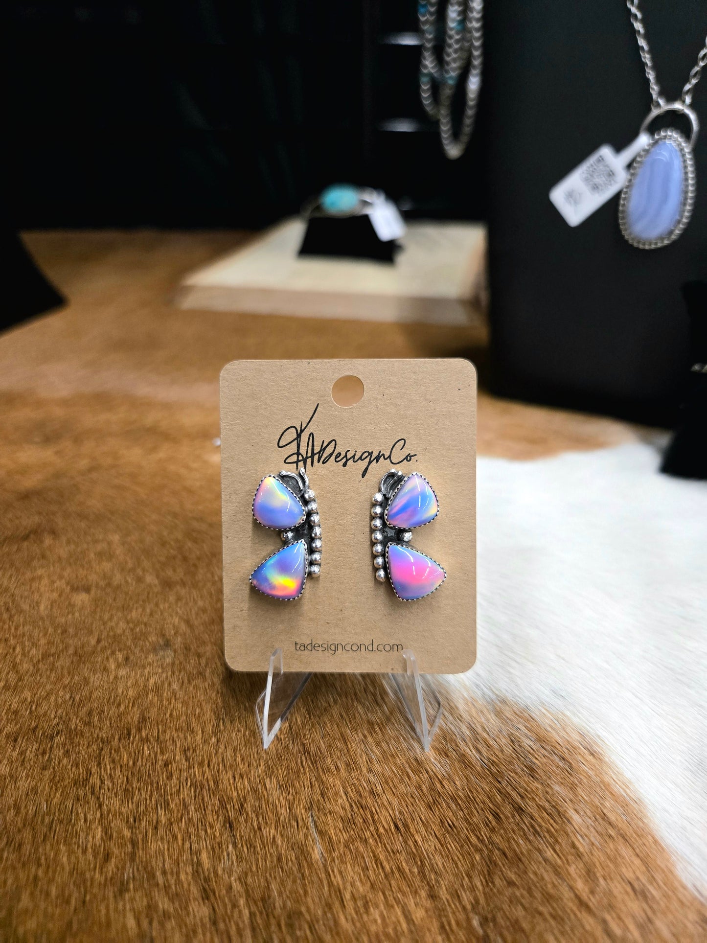 Aurora Opal Butterfly Studs