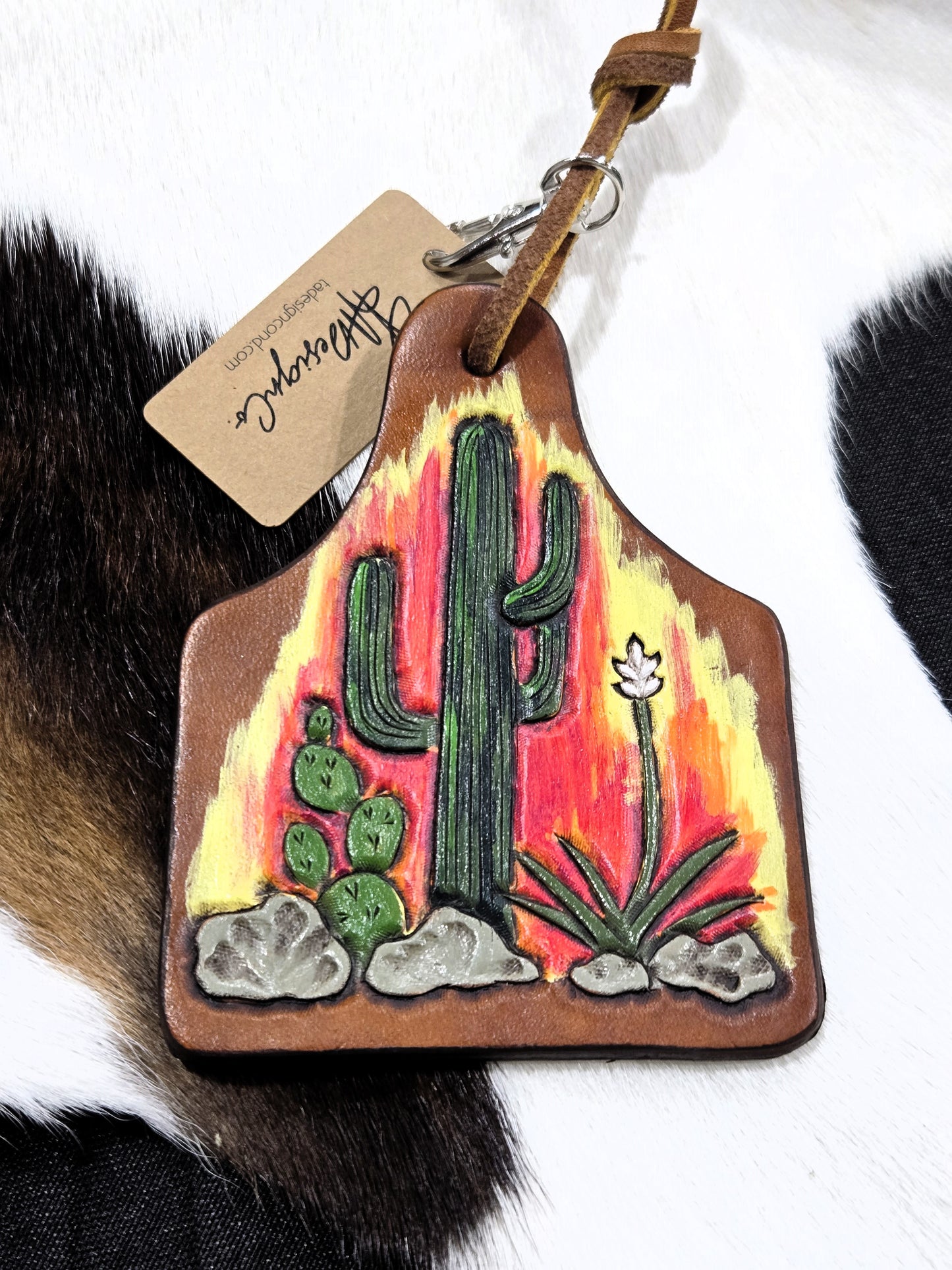 Cactus Tag Keychain Charm