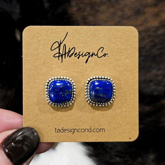 Lapis Cushion Studs