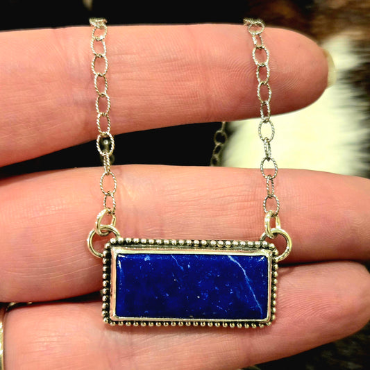 Lapis Bar Necklace