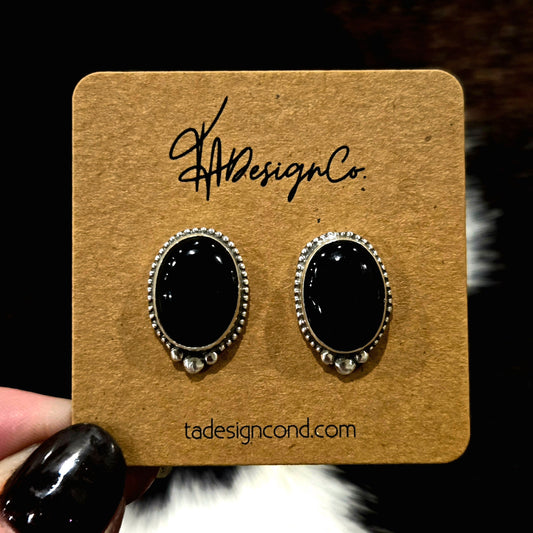 Black Onyx Oval Studs