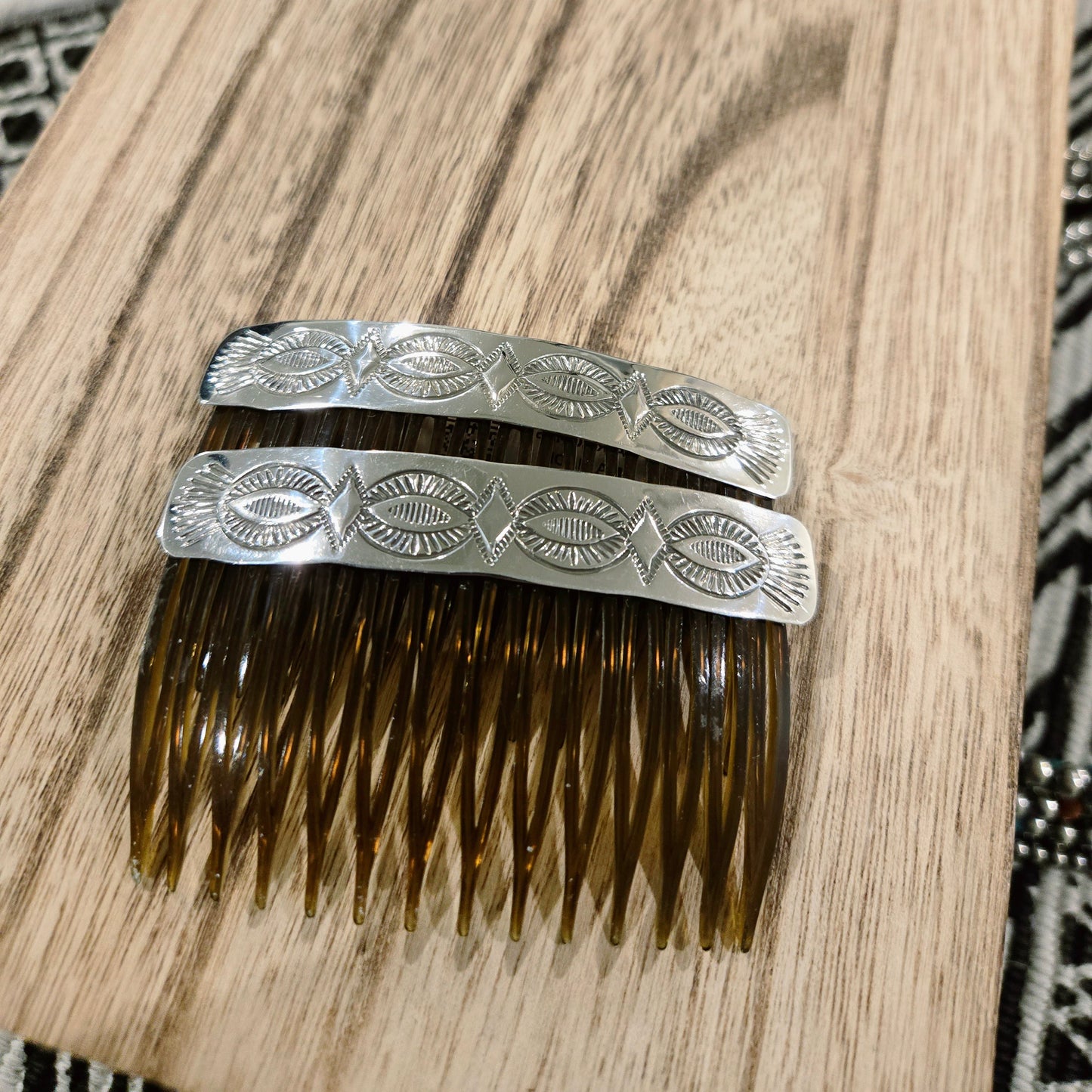 Sterling Silver Stamped Hair Combs