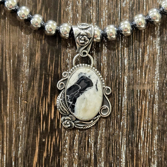 White Buffalo Rose Pendant