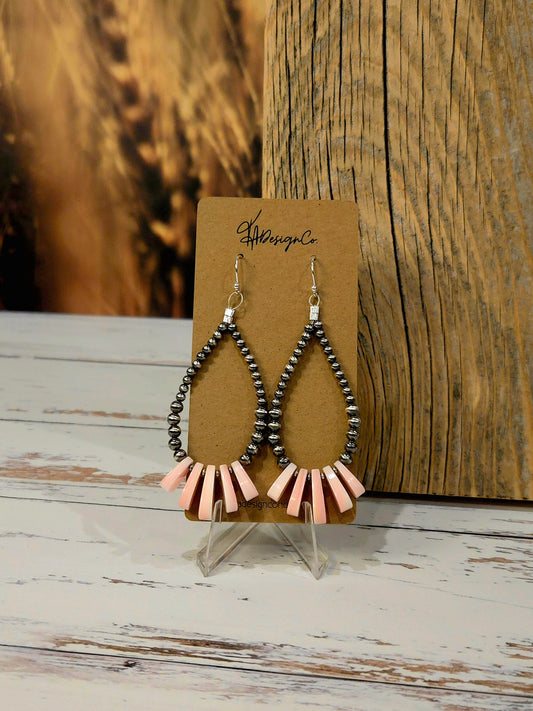 Desert Pearl and Pink Conch Shell Hoops