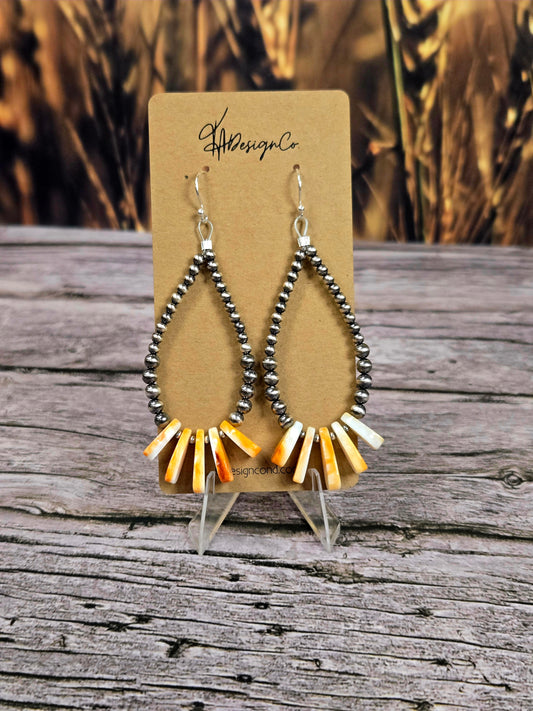 Desert Pearl and Orange Spiny Hoops