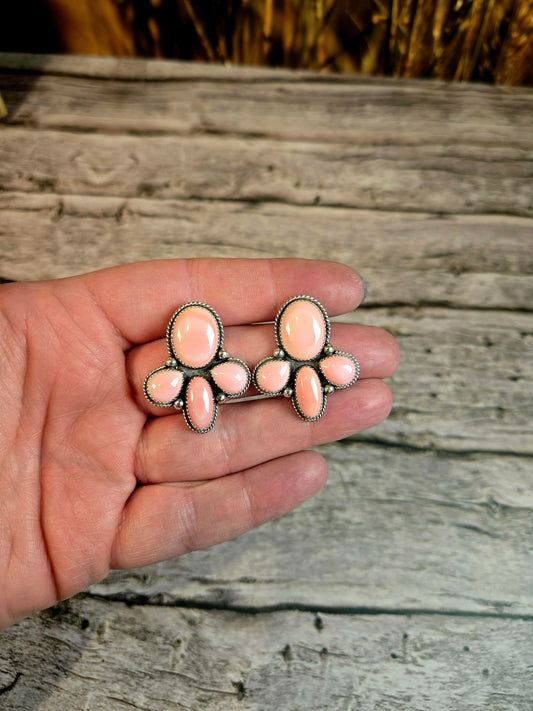 Pink Conch Cluster Studs