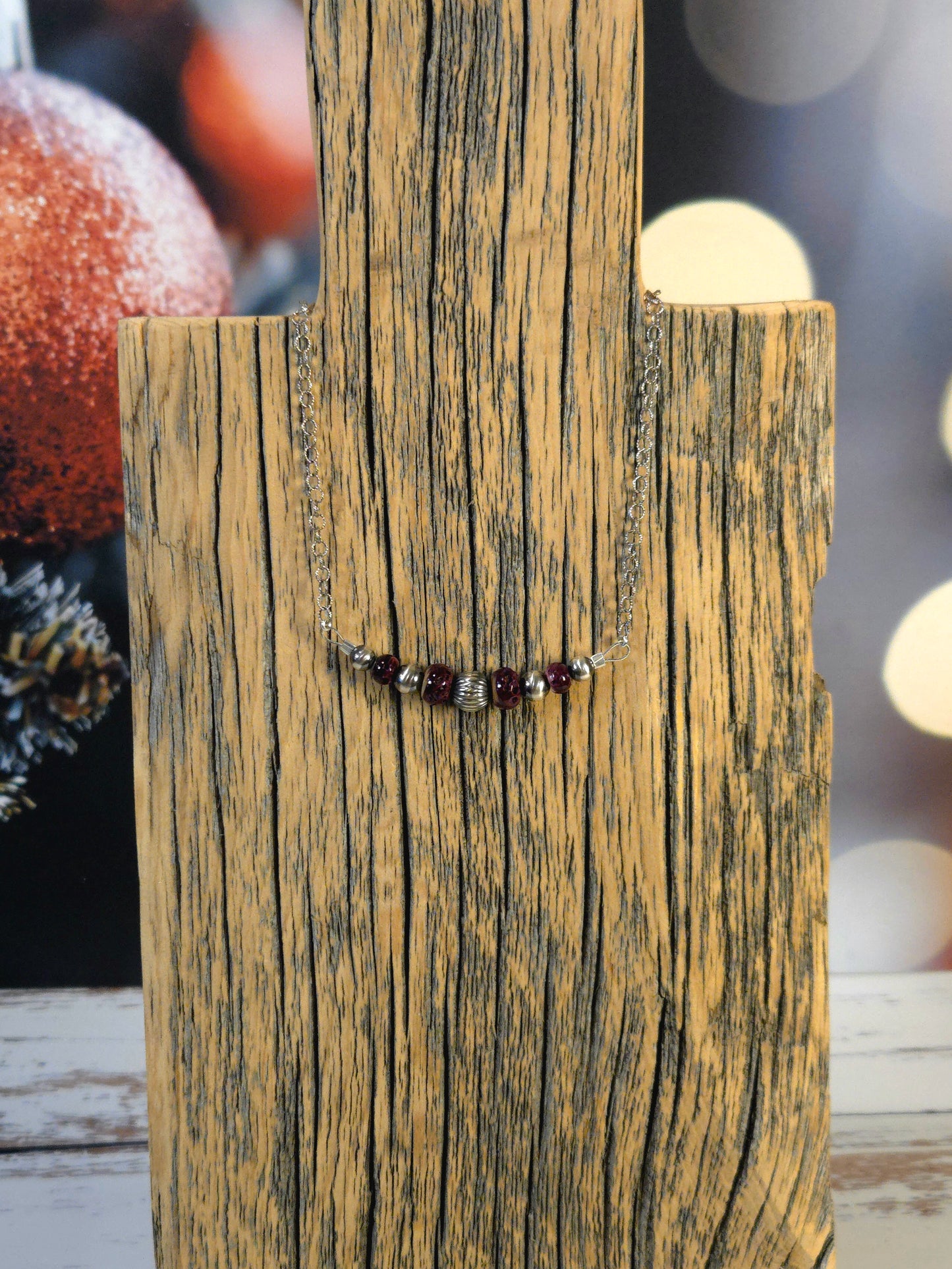 Purple Spiny Desert Pearl Bar Necklace