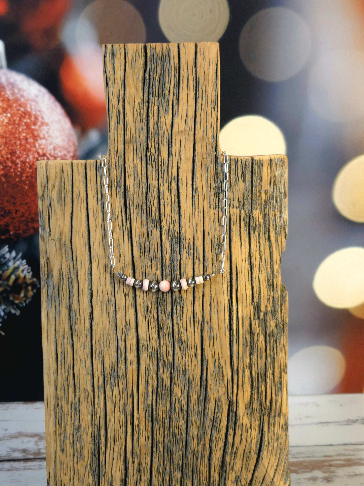 Pink Conch Desert Pearl Bar Necklace