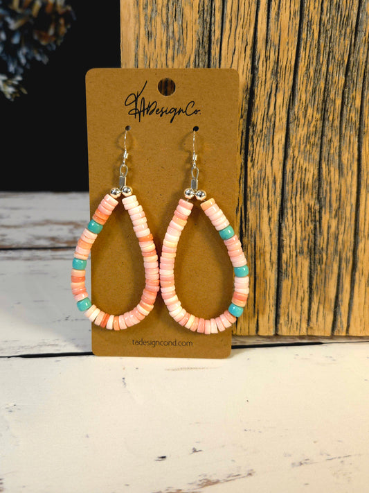 Pink Conch & Turquoise Hoops