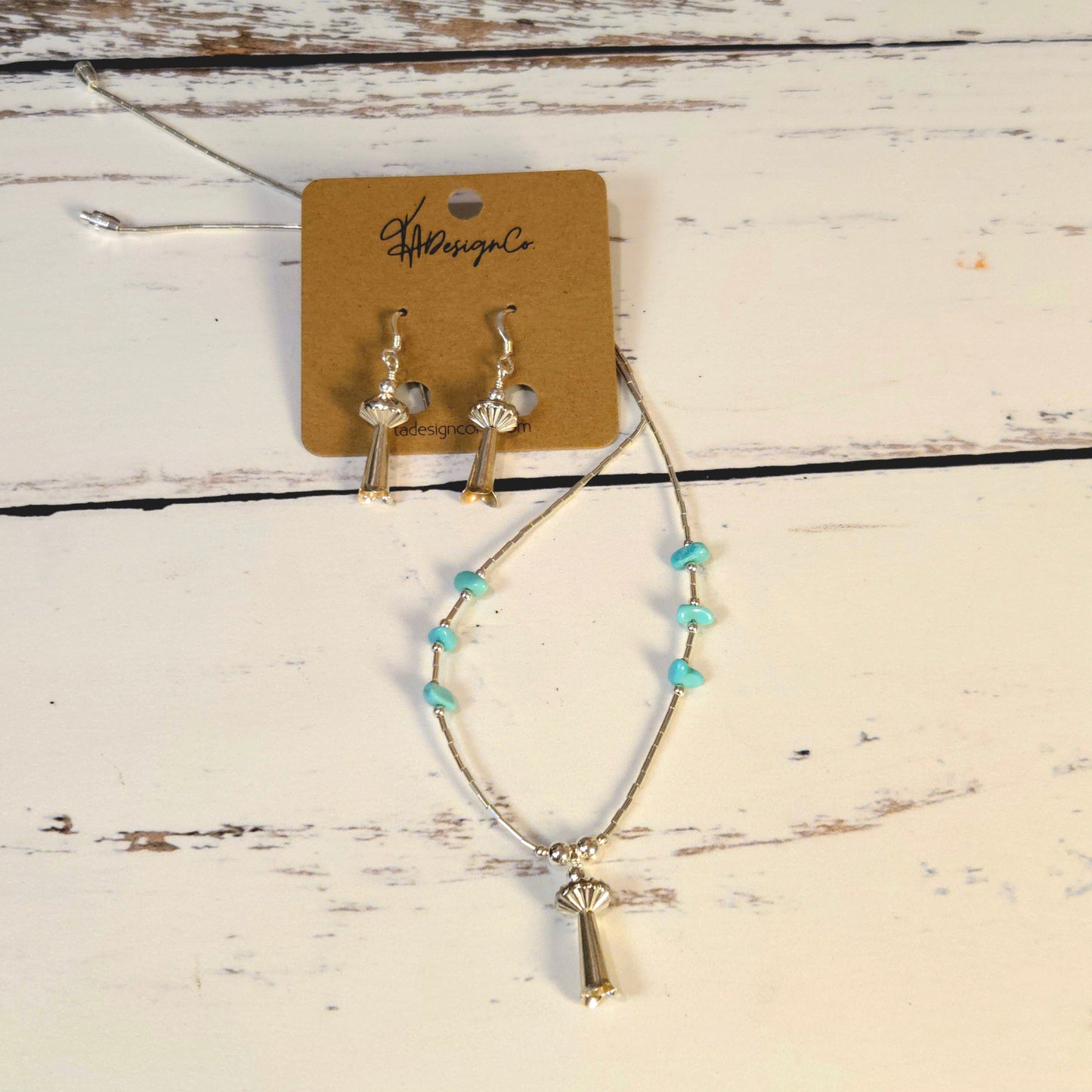 Liquid Silver & Turquoise Blossom Set