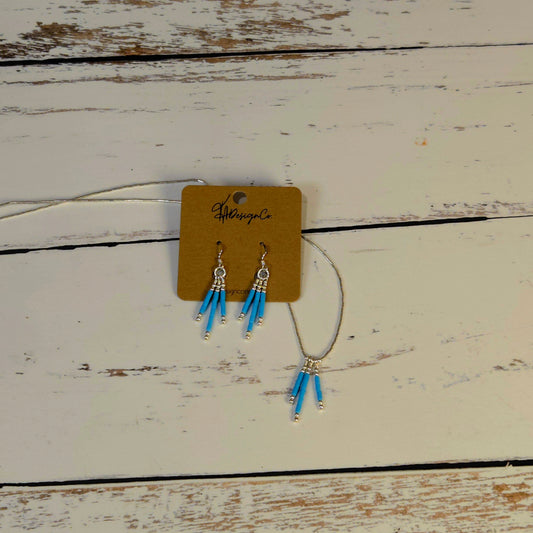 Liquid Silver & Turquoise Dangle Set