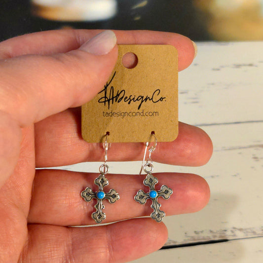 Cross & Turquoise Dangles