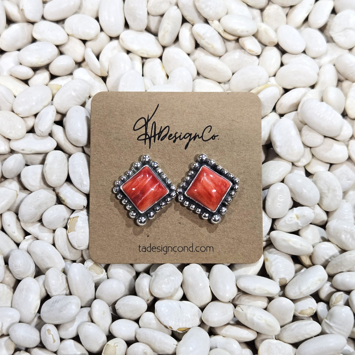 Red Spiny Diamond Studs