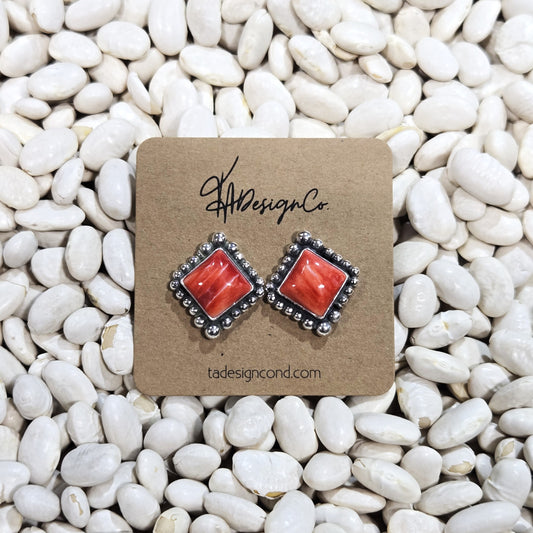 Red Spiny Diamond Studs
