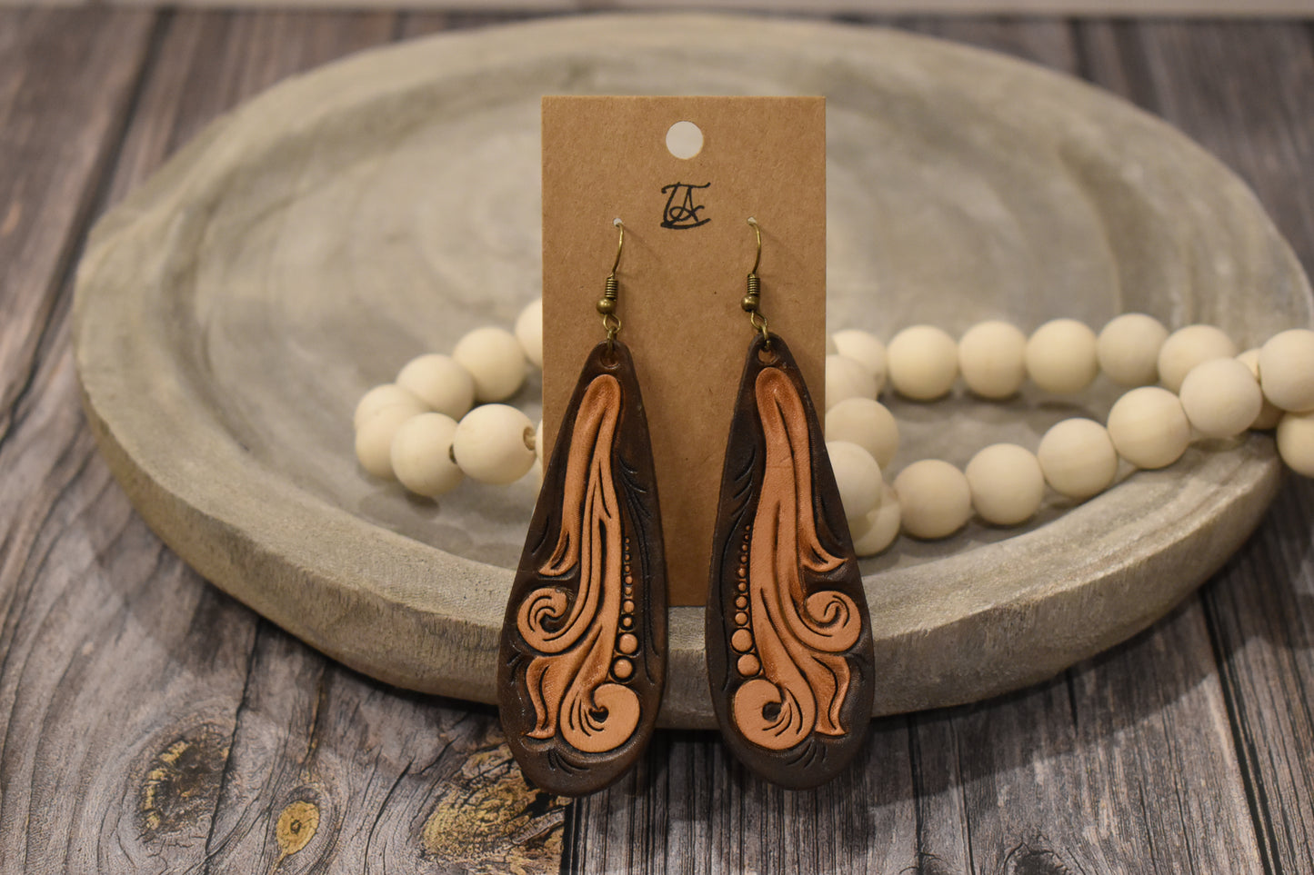 Tooled Leather Earrings