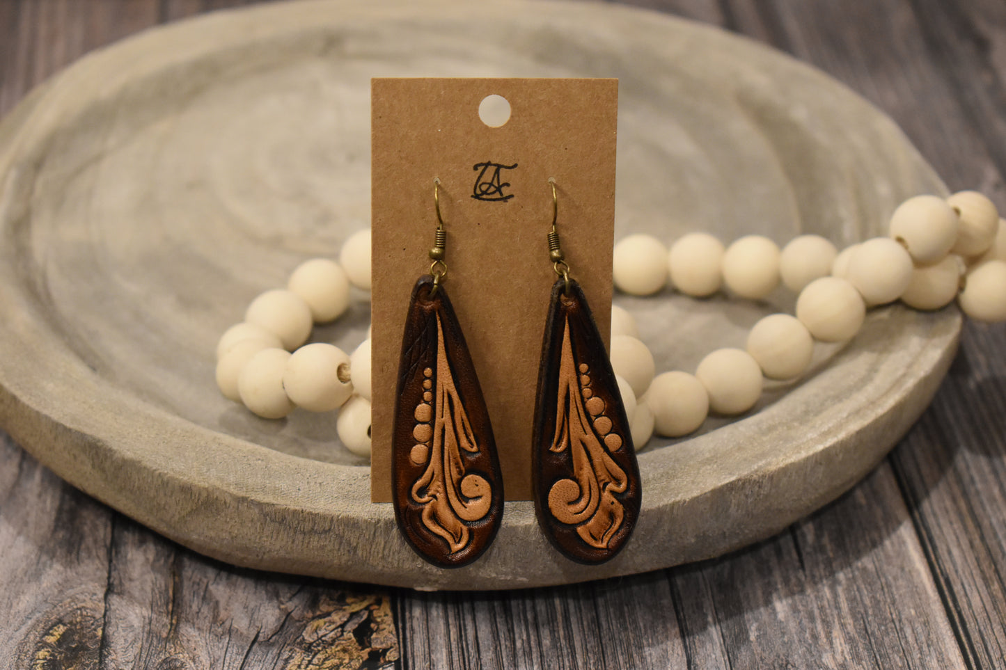 Tooled Leather Earrings