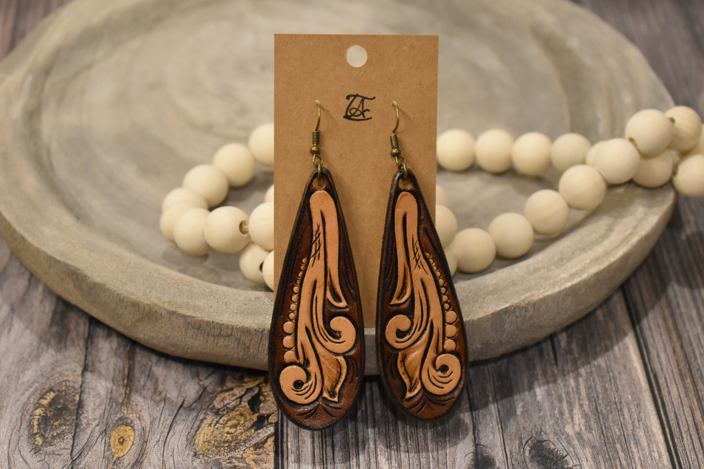 Tooled Leather Earrings