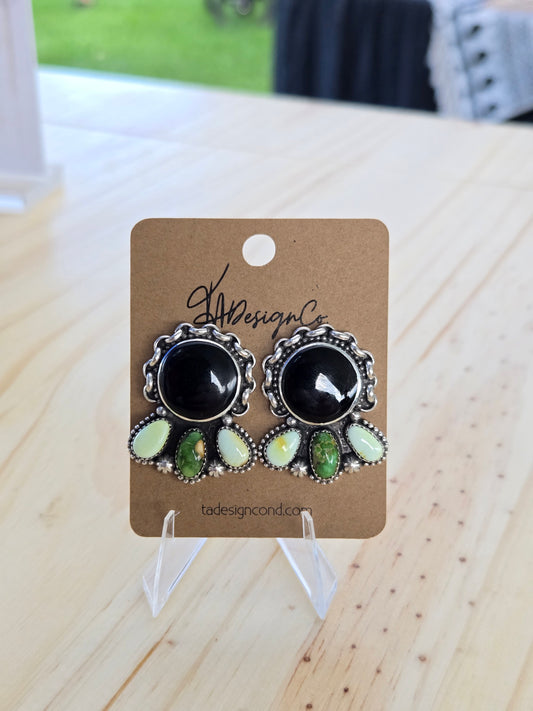 Black Onyx Cluster Studs