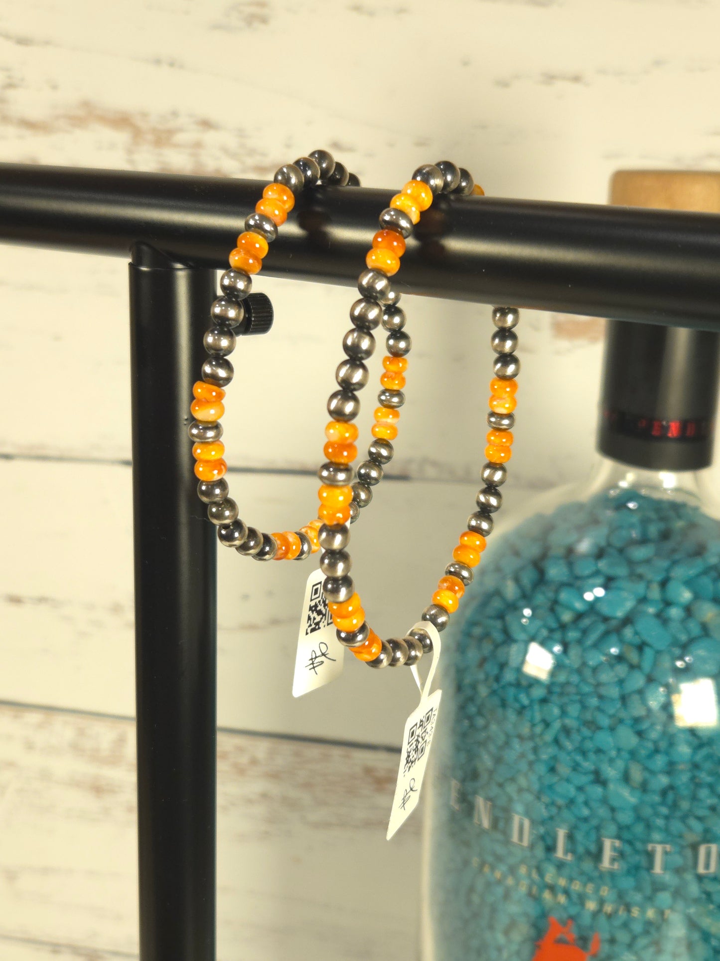 Orange Spiny & Desert Pearl Stretch Bracelet