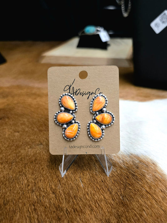 Orange Spiny Cluster Studs