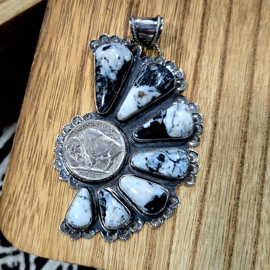 White Buffalo Nickle Pendant