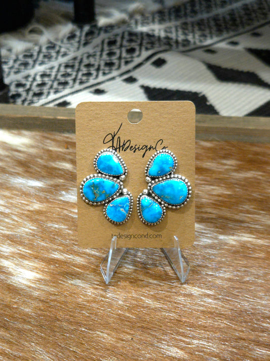 Blue Bird Turquoise Cluster Studs